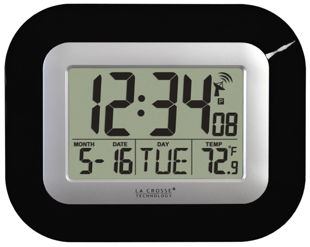 La Crosse Technology 8.75" Black Atomic Digital Wall Clock with Temperature